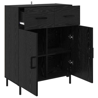 Dressoir met lade Zwart Eiken 69,5 x 34 x 90 cm Bewerkt hout