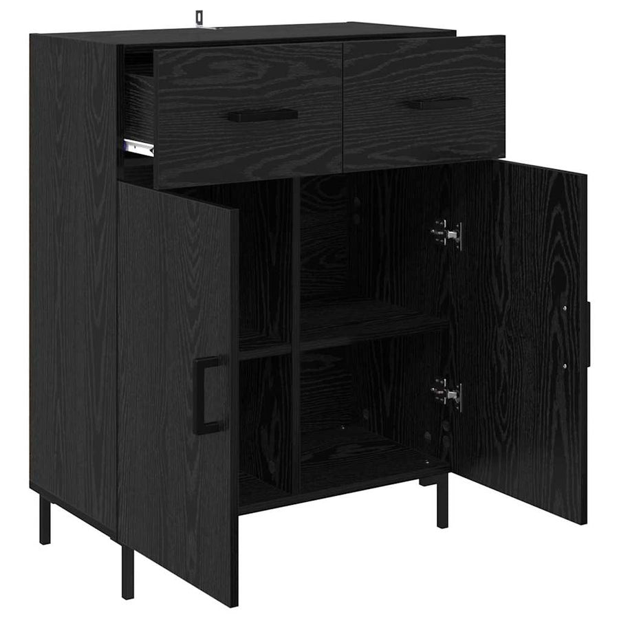 Dressoir met lade Zwart Eiken 69,5 x 34 x 90 cm Bewerkt hout