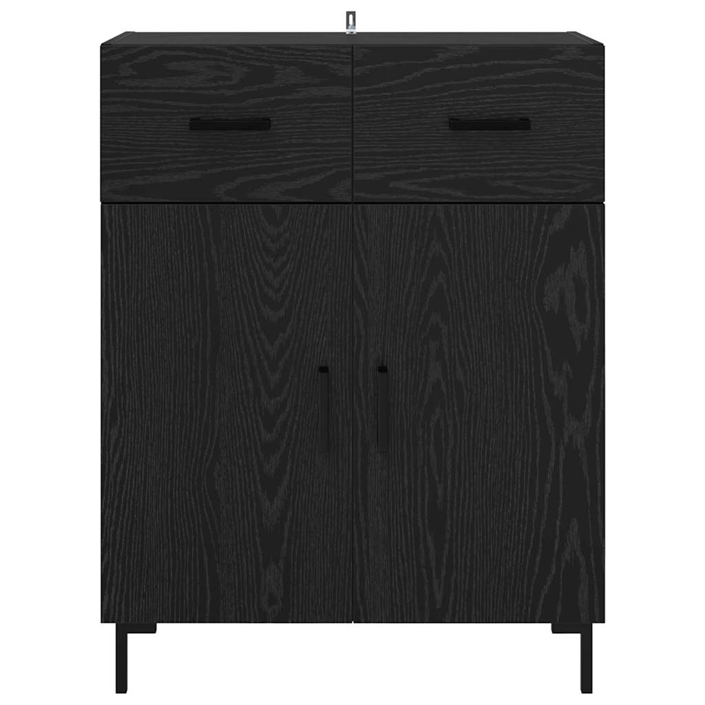 Dressoir met lade Zwart Eiken 69,5 x 34 x 90 cm Bewerkt hout