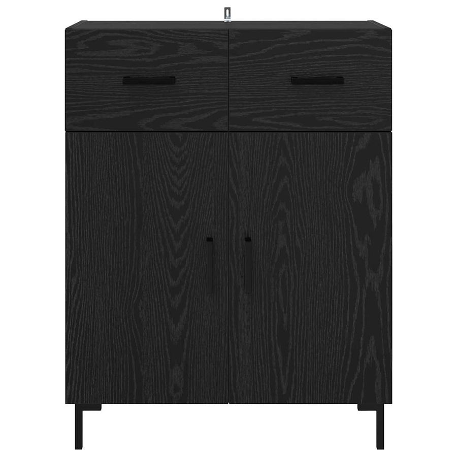 Dressoir met lade Zwart Eiken 69,5 x 34 x 90 cm Bewerkt hout