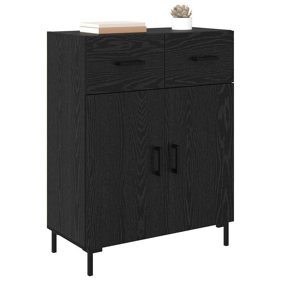 Dressoir met lade Zwart Eiken 69,5 x 34 x 90 cm Bewerkt hout