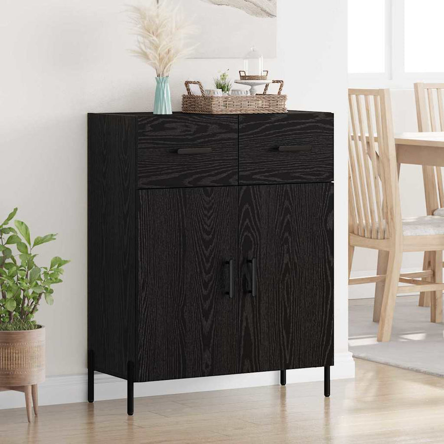 Dressoir met lade Zwart Eiken 69,5 x 34 x 90 cm Bewerkt hout