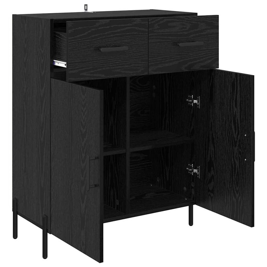 Dressoir met lade Zwart Eiken 69,5 x 34 x 90 cm Bewerkt hout