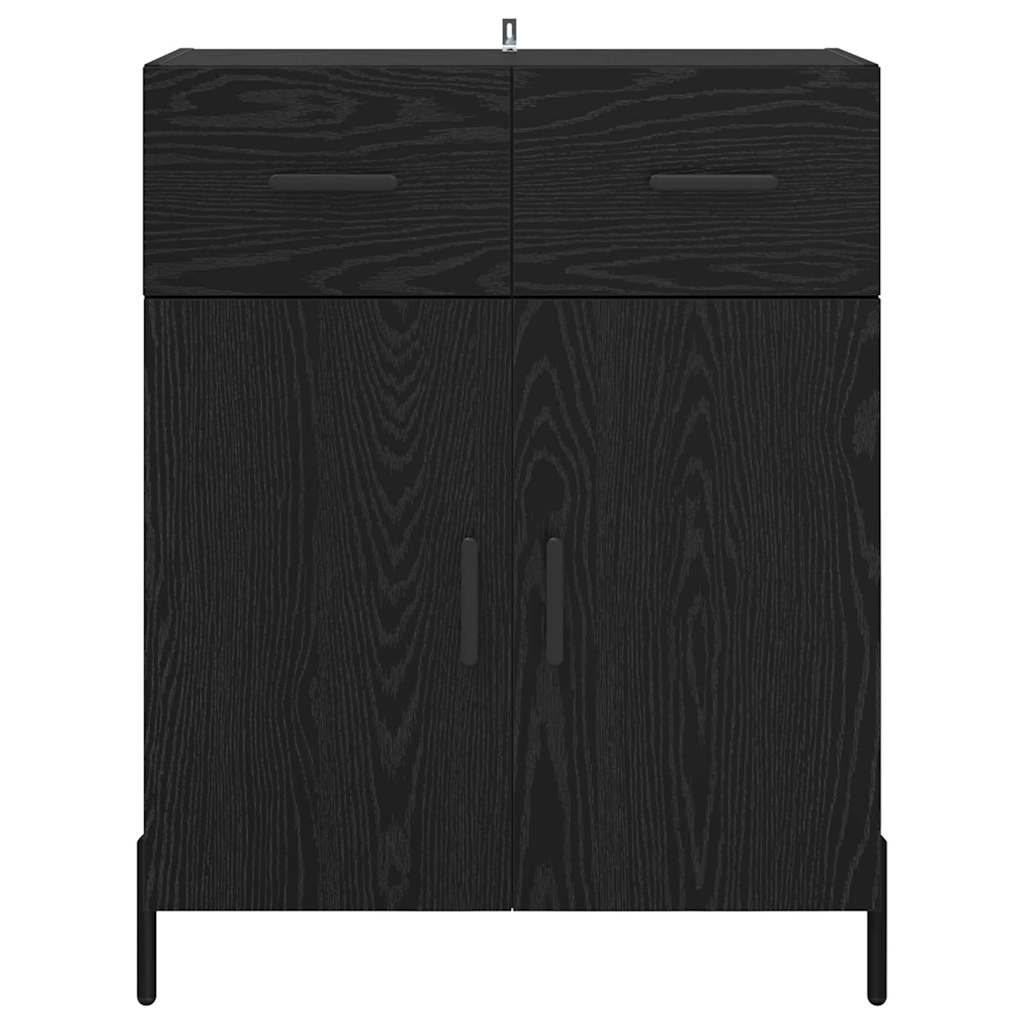 Dressoir met lade Zwart Eiken 69,5 x 34 x 90 cm Bewerkt hout
