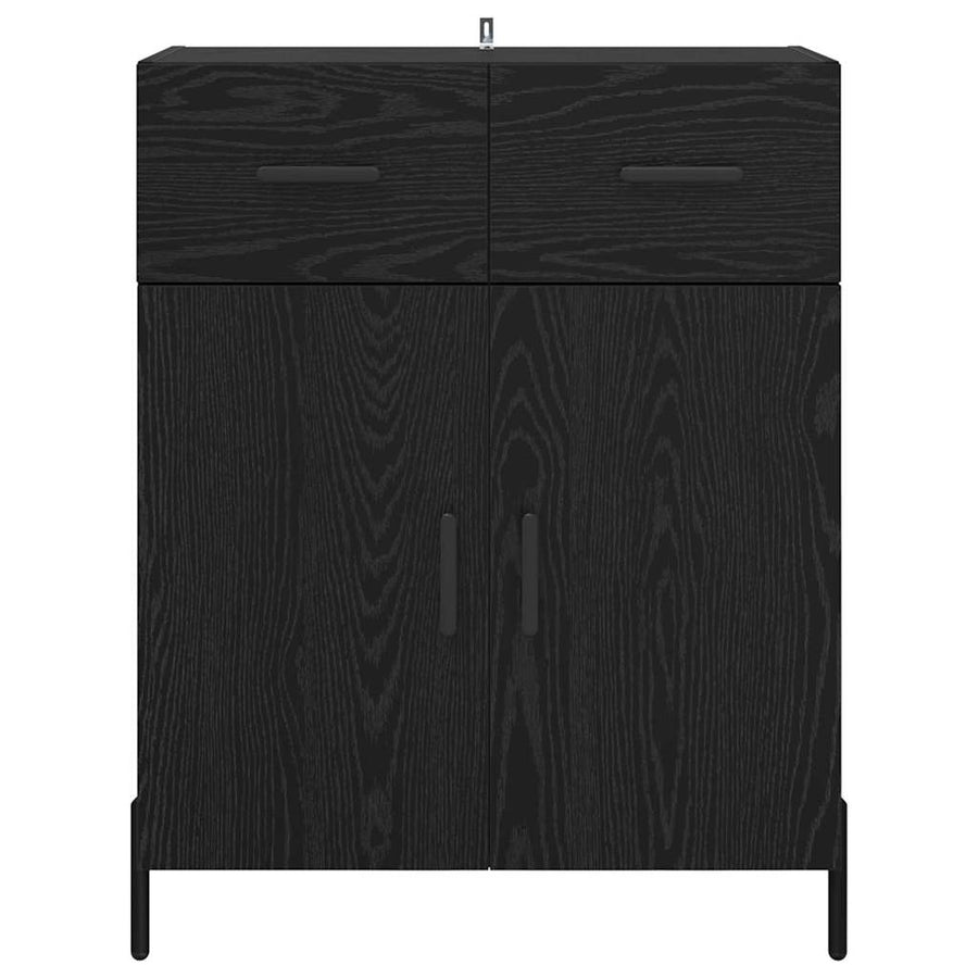 Dressoir met lade Zwart Eiken 69,5 x 34 x 90 cm Bewerkt hout