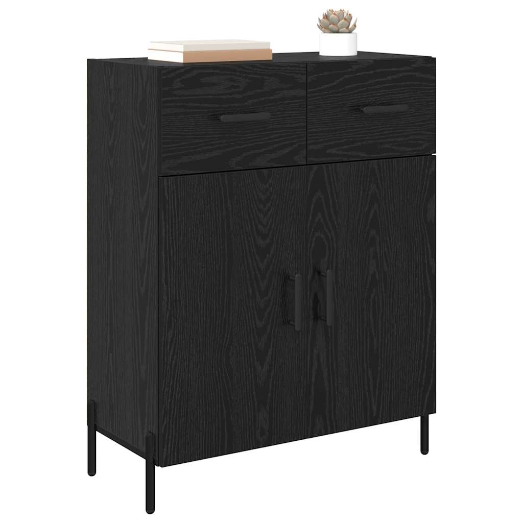 Dressoir met lade Zwart Eiken 69,5 x 34 x 90 cm Bewerkt hout