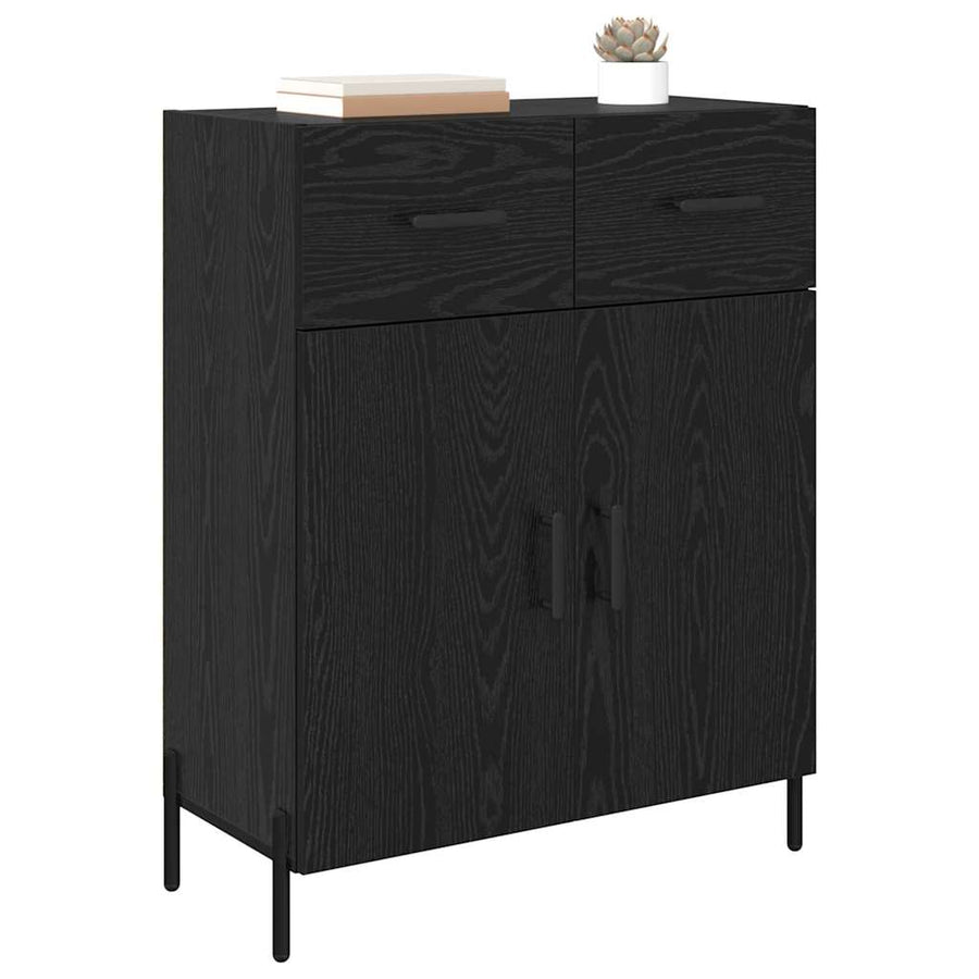 Dressoir met lade Zwart Eiken 69,5 x 34 x 90 cm Bewerkt hout