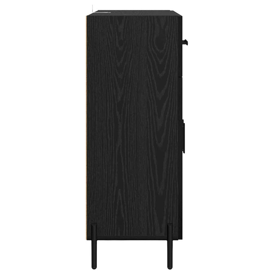 Dressoir met lade Zwart Eiken 69,5 x 34 x 90 cm Bewerkt hout