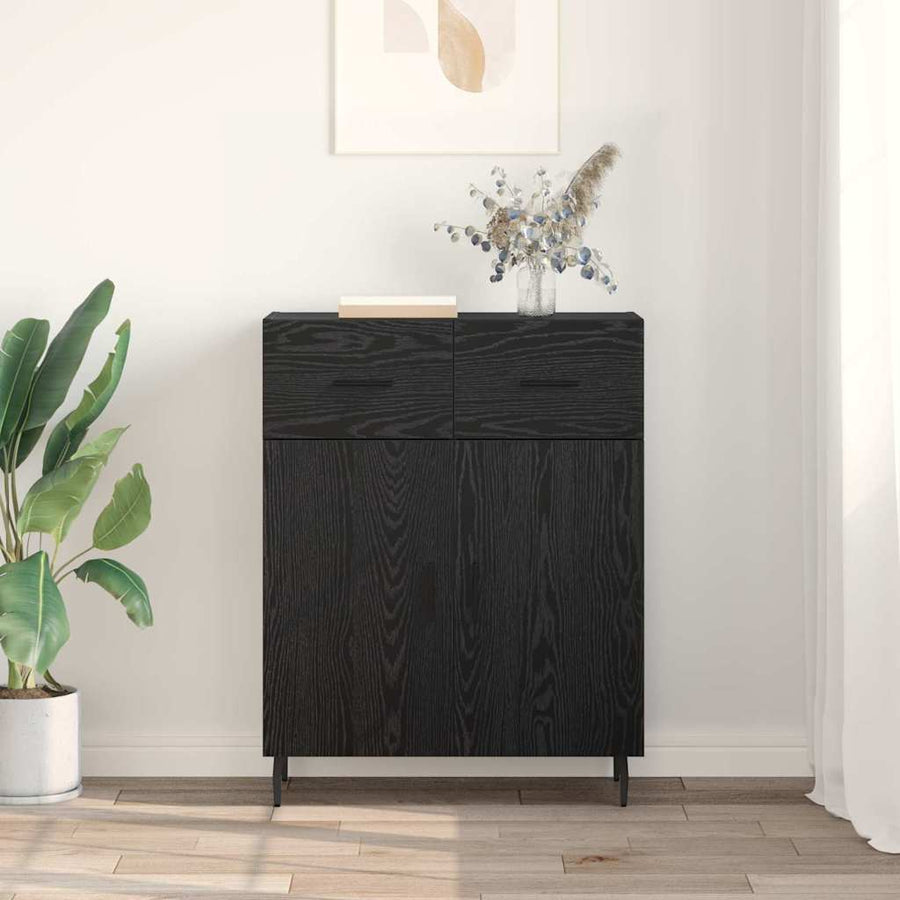 Dressoir met lade Zwart Eiken 69,5 x 34 x 90 cm Bewerkt hout