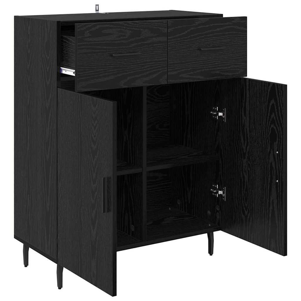 Dressoir met lade Zwart Eiken 69,5 x 34 x 90 cm Bewerkt hout