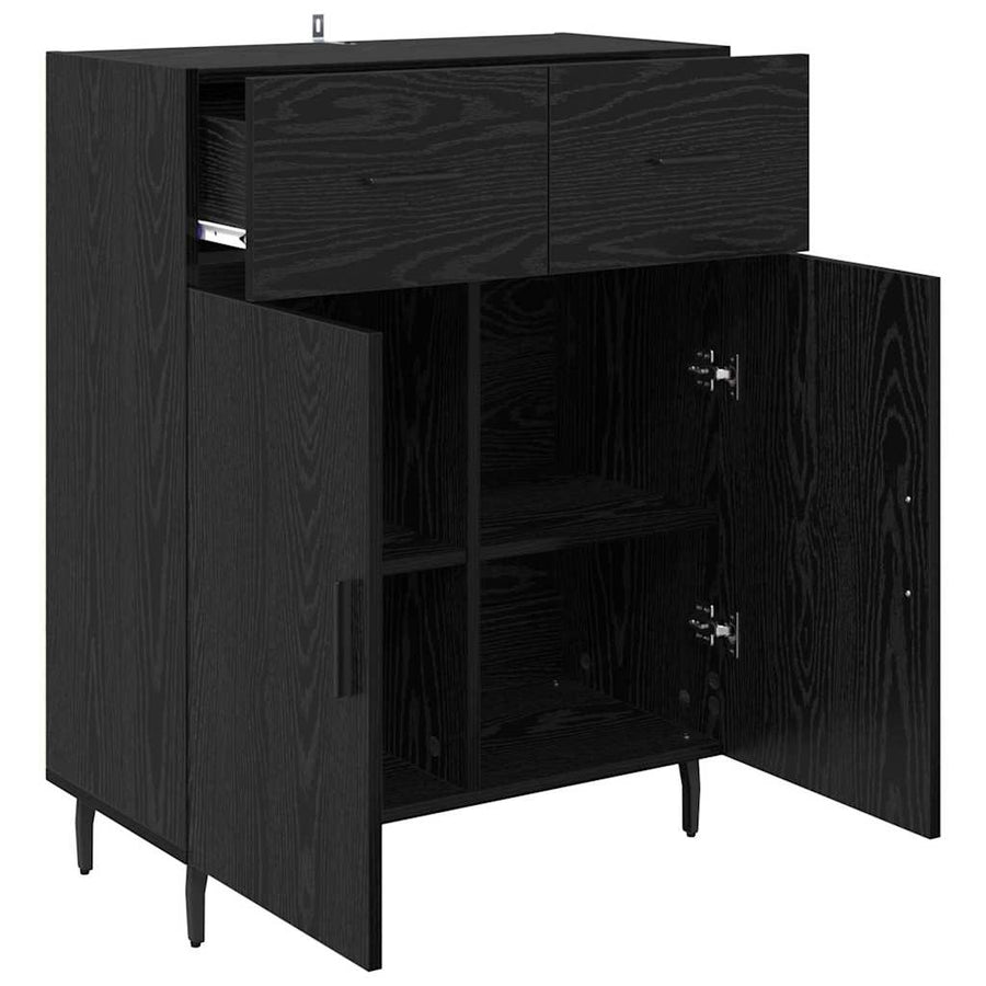 Dressoir met lade Zwart Eiken 69,5 x 34 x 90 cm Bewerkt hout