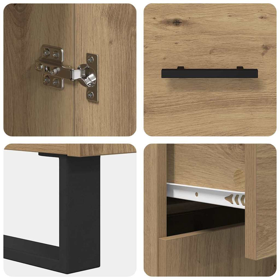 Dressoir met lade Artisan Eiken 69,5 x 34 x 90 cm Bewerkt hout