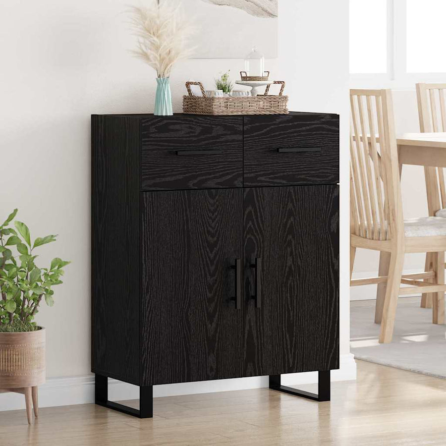 Dressoir met lade Zwart Eiken 69,5 x 34 x 90 cm Bewerkt hout