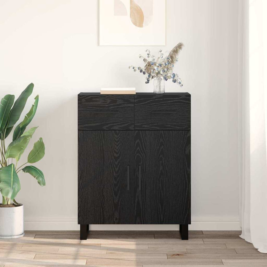 Dressoir met lade Zwart Eiken 69,5 x 34 x 90 cm Bewerkt hout