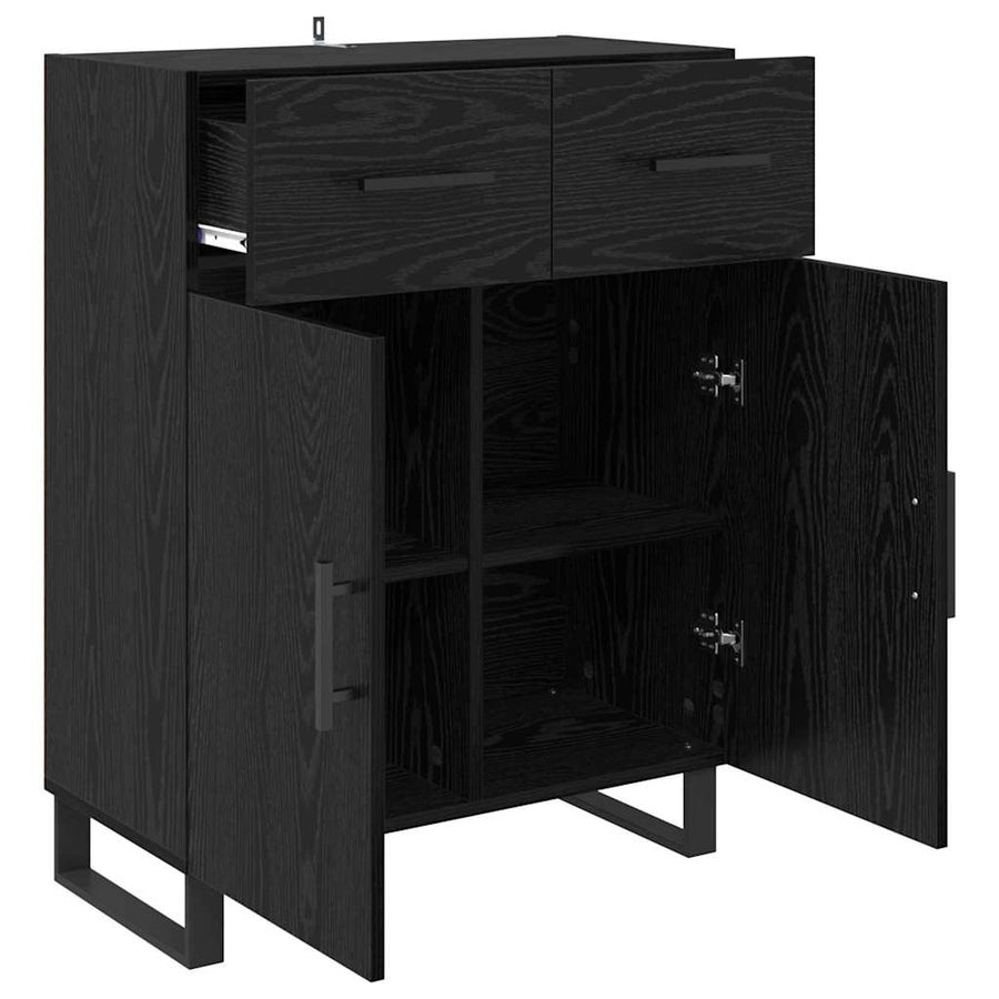 Dressoir met lade Zwart Eiken 69,5 x 34 x 90 cm Bewerkt hout