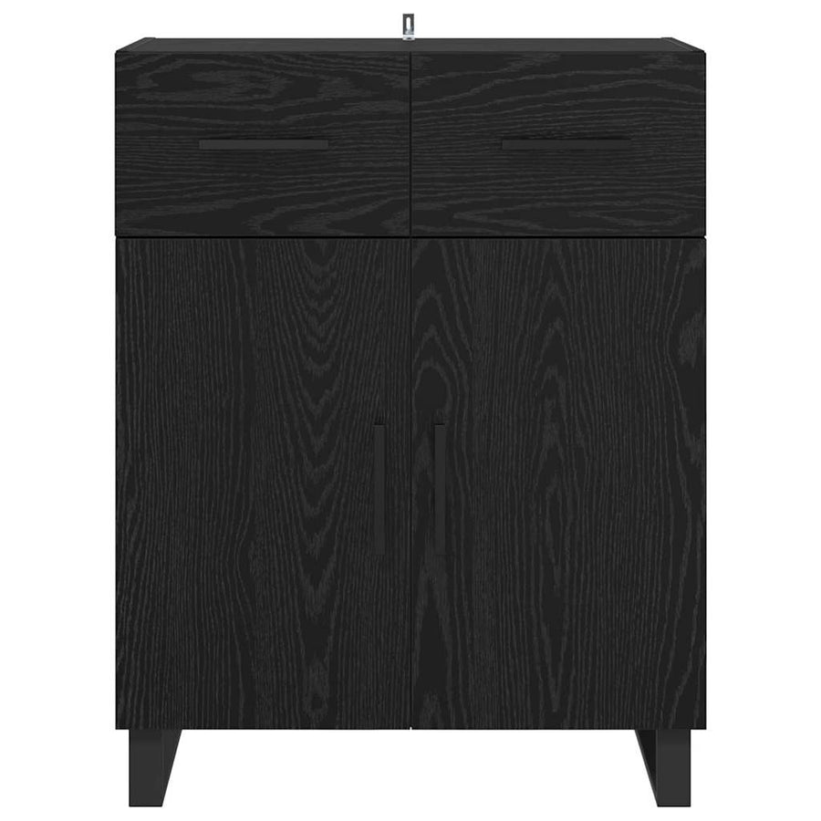 Dressoir met lade Zwart Eiken 69,5 x 34 x 90 cm Bewerkt hout