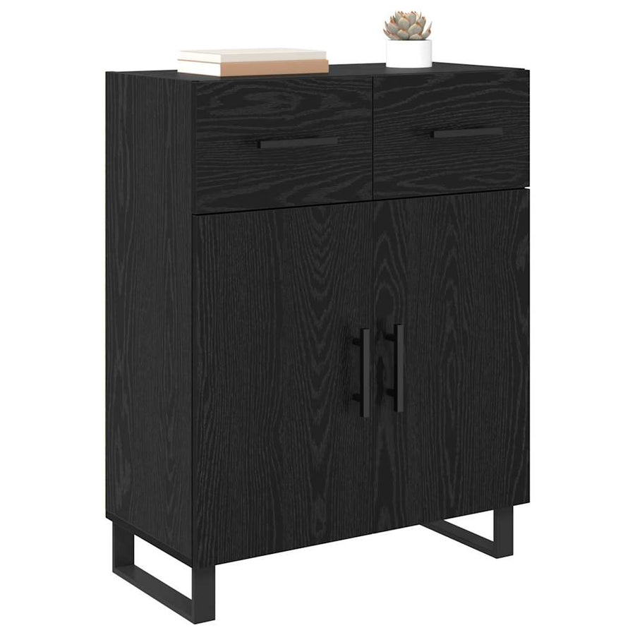 Dressoir met lade Zwart Eiken 69,5 x 34 x 90 cm Bewerkt hout