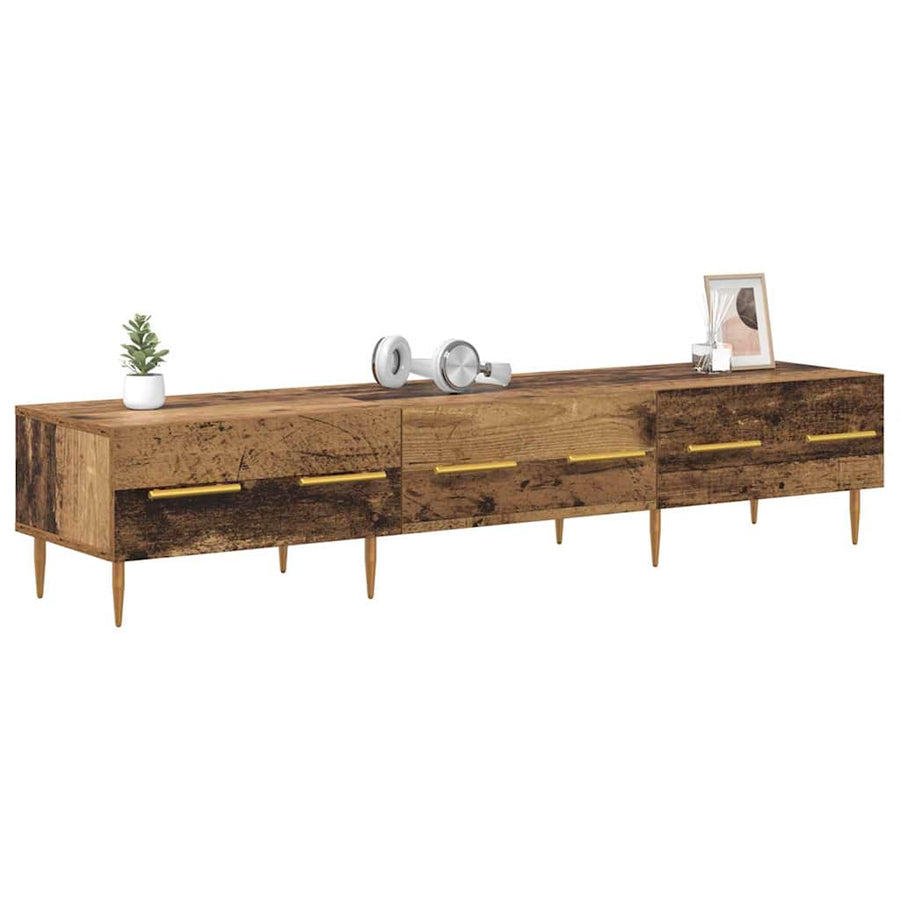 TV-kast met lade Oud Hout 150 x 36 x 30 cm Bewerkt hout