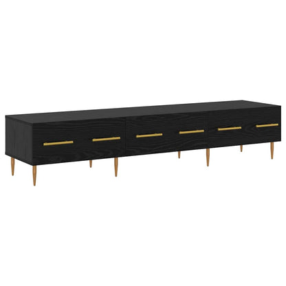 TV-kast met lade Zwart Eiken 150 x 36 x 30 cm Bewerkt hout