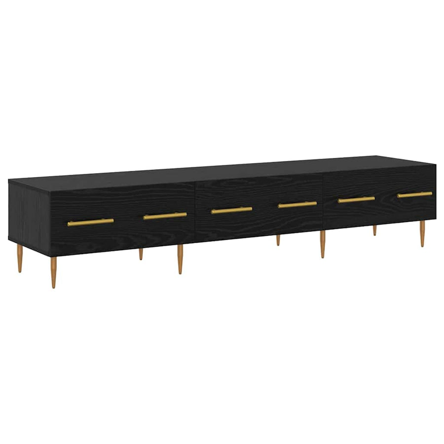 TV-kast met lade Zwart Eiken 150 x 36 x 30 cm Bewerkt hout