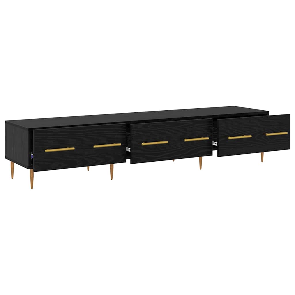 TV-kast met lade Zwart Eiken 150 x 36 x 30 cm Bewerkt hout