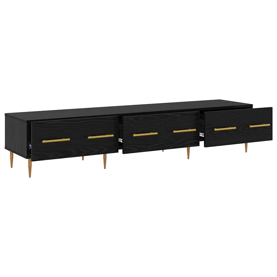 TV-kast met lade Zwart Eiken 150 x 36 x 30 cm Bewerkt hout