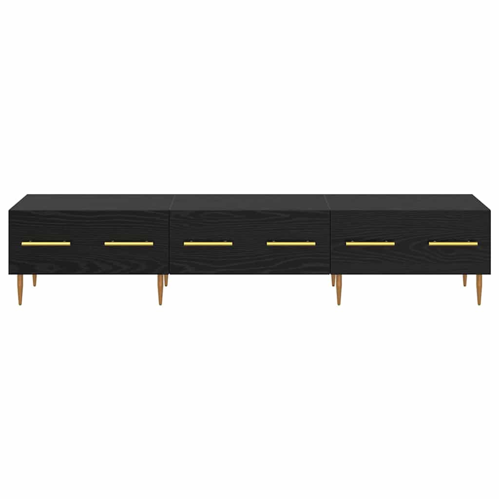 TV-kast met lade Zwart Eiken 150 x 36 x 30 cm Bewerkt hout