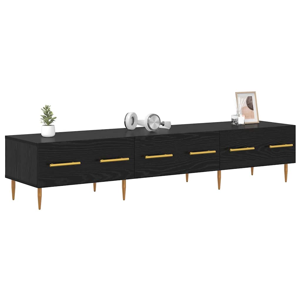 TV-kast met lade Zwart Eiken 150 x 36 x 30 cm Bewerkt hout