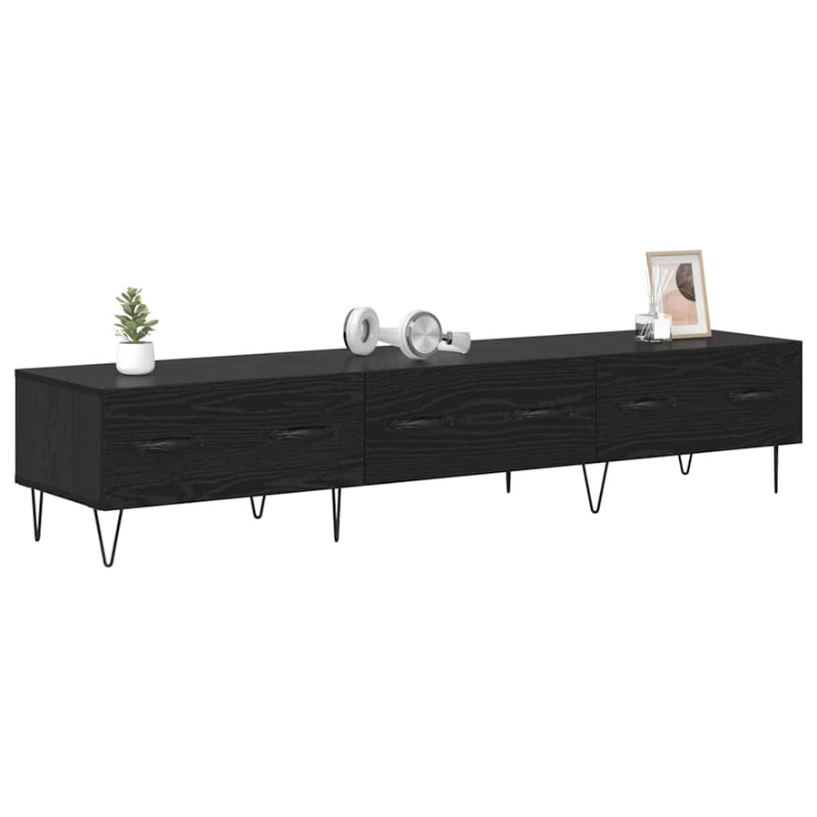 TV-kast met lade Zwart eiken 150 x 36 x 30 cm Bewerkt hout