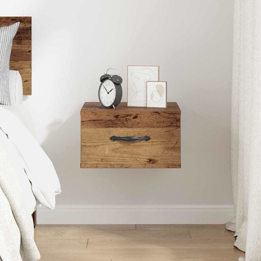 Nachtkastje met lade Oud hout 35 x 35 x 20 cm Bewerkt hout