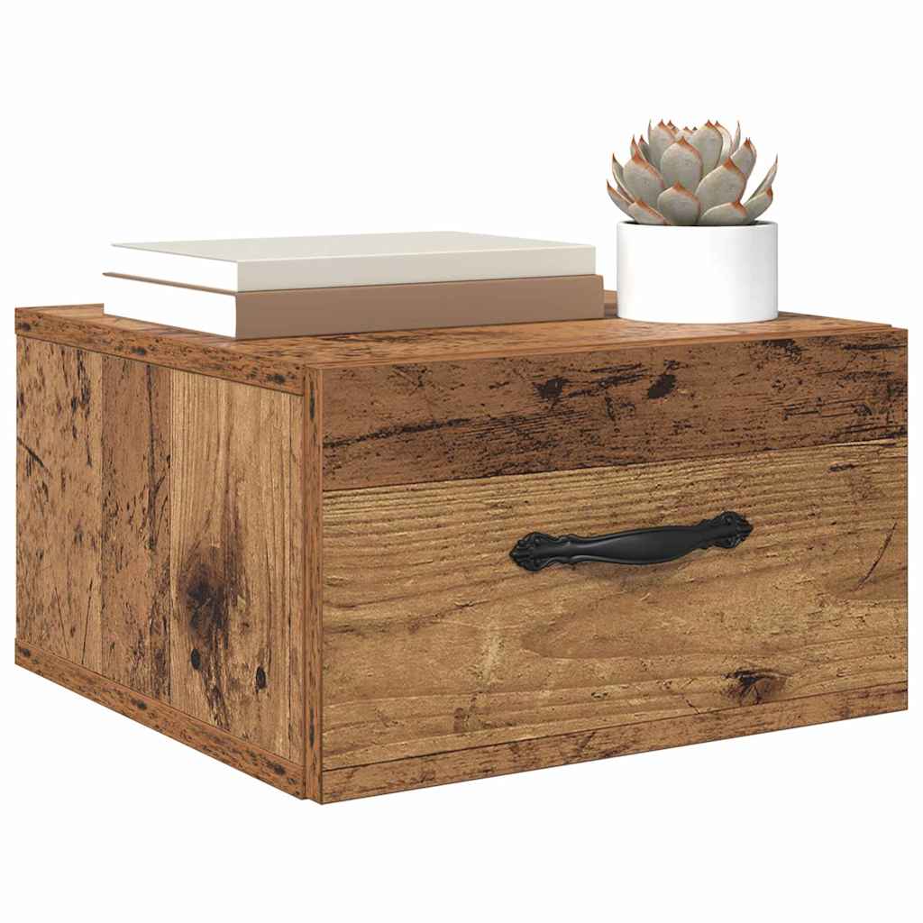 Nachtkastje met lade Oud hout 35 x 35 x 20 cm Bewerkt hout