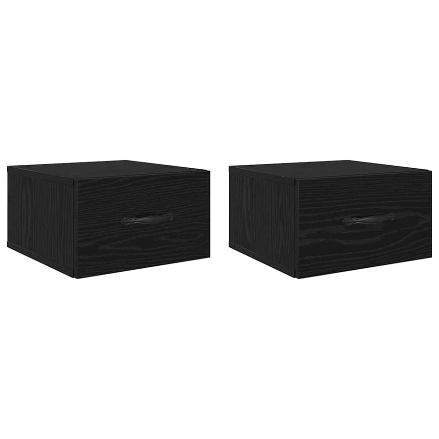 Nachtkastje 2 pcs Zwart eiken 35 x 35 x 20 cm Bewerkt hout