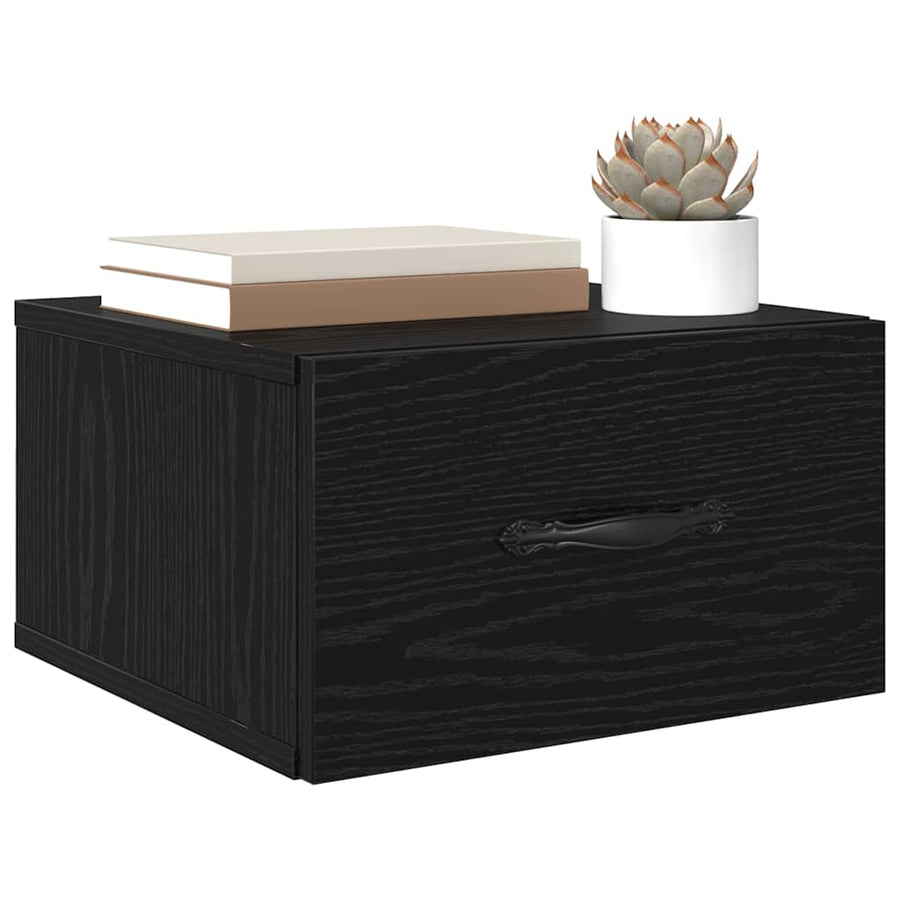Nachtkastje 2 pcs Zwart eiken 35 x 35 x 20 cm Bewerkt hout