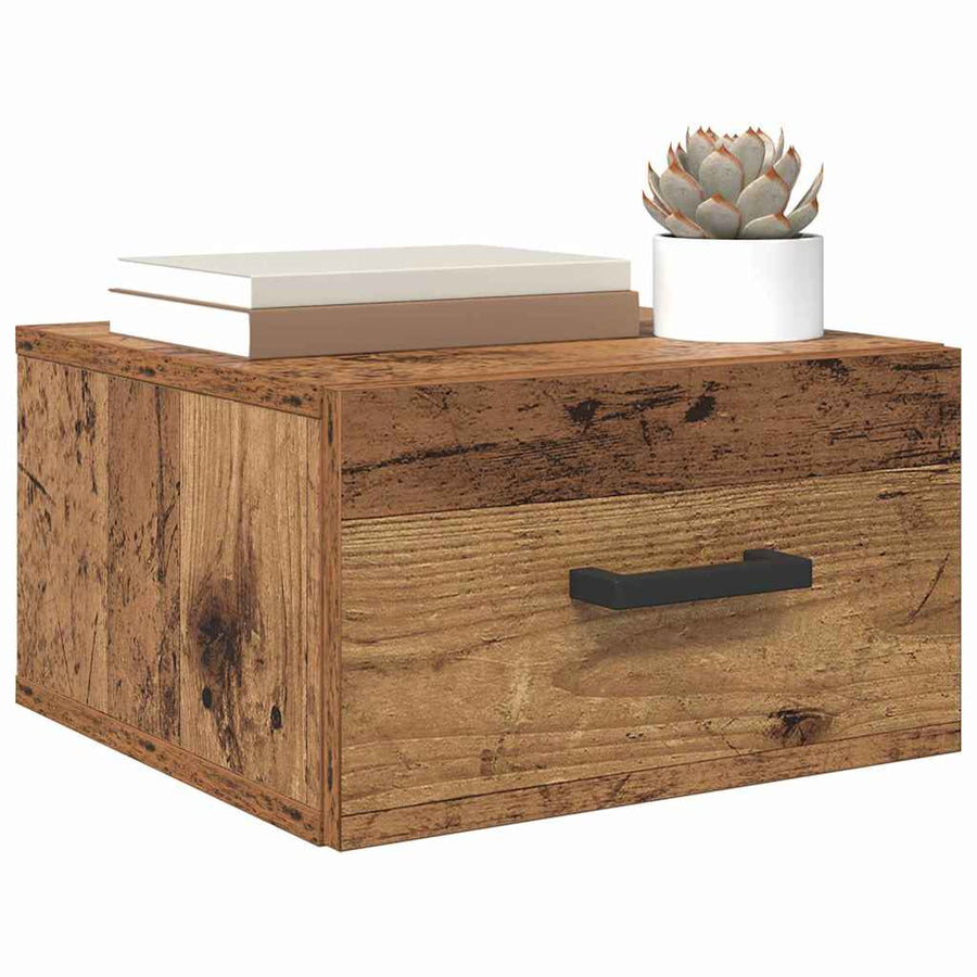 Nachtkastje met lade Oud hout 35 x 35 x 20 cm Bewerkt hout