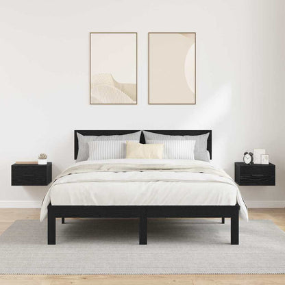 Nachtkastje 2 pcs Zwart eiken 35 x 35 x 20 cm Bewerkt hout