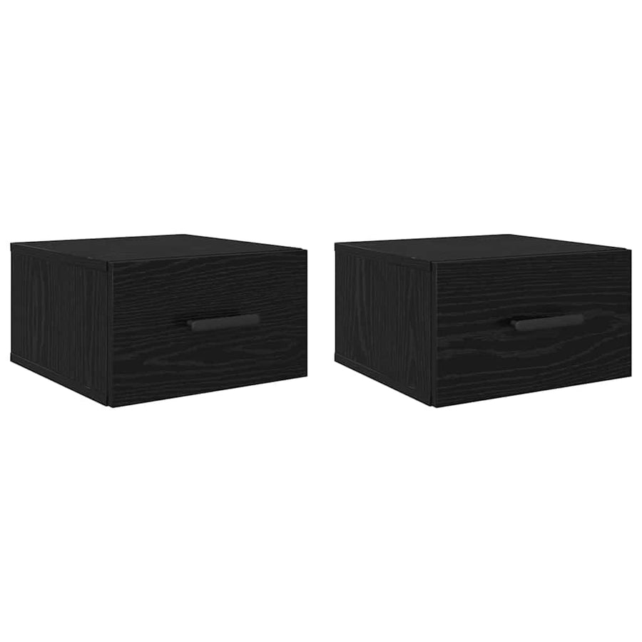 Nachtkastje 2 pcs Zwart eiken 35 x 35 x 20 cm Bewerkt hout