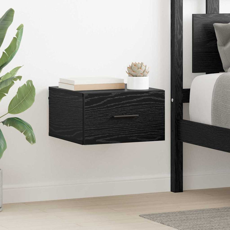 Nachtkastje 2 pcs Zwart eiken 35 x 35 x 20 cm Bewerkt hout