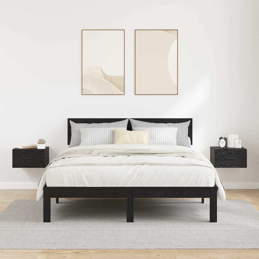 Nachtkastje 2 pcs Zwart eiken 35 x 35 x 20 cm Bewerkt hout