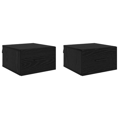 Nachtkastje 2 pcs Zwart eiken 35 x 35 x 20 cm Bewerkt hout