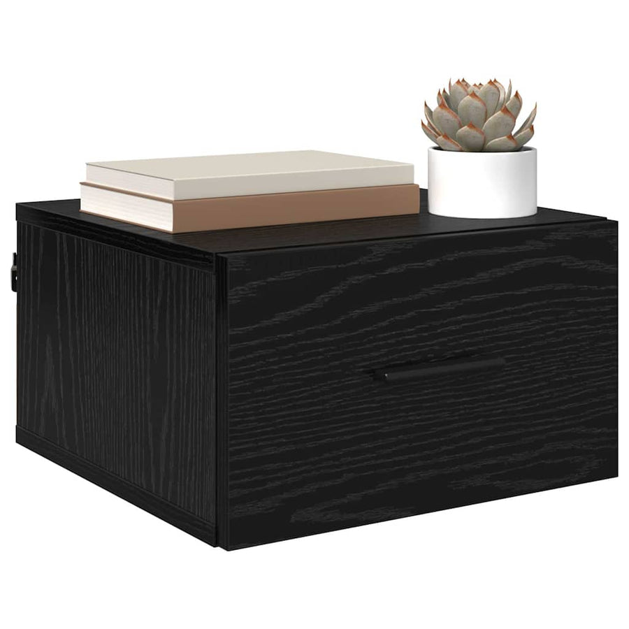 Nachtkastje 2 pcs Zwart eiken 35 x 35 x 20 cm Bewerkt hout