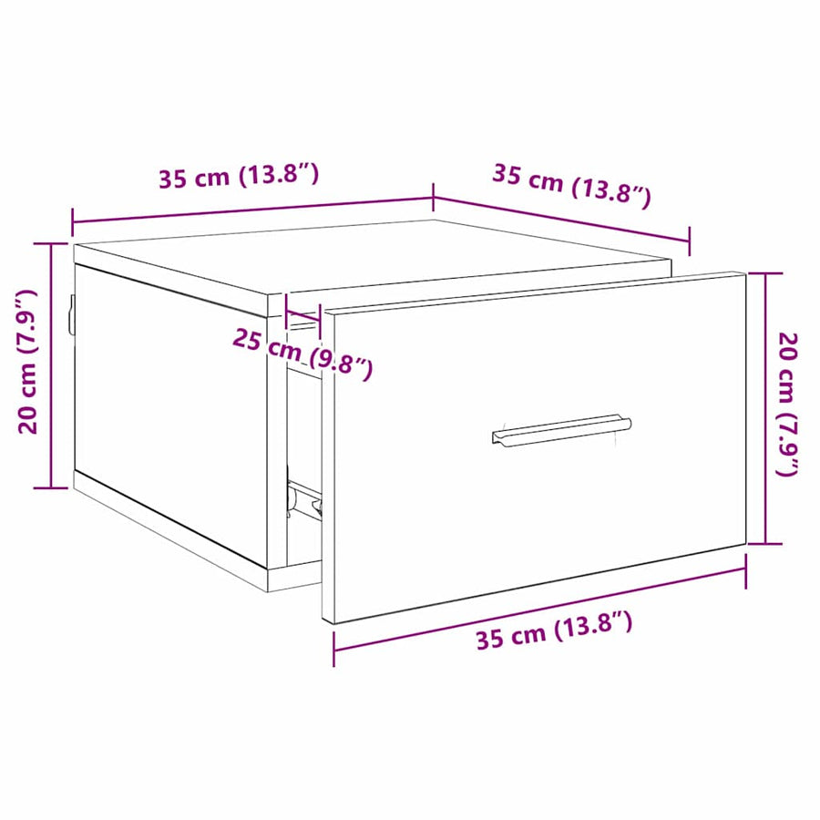 Nachtkastje 2 pcs Zwart eiken 35 x 35 x 20 cm Bewerkt hout
