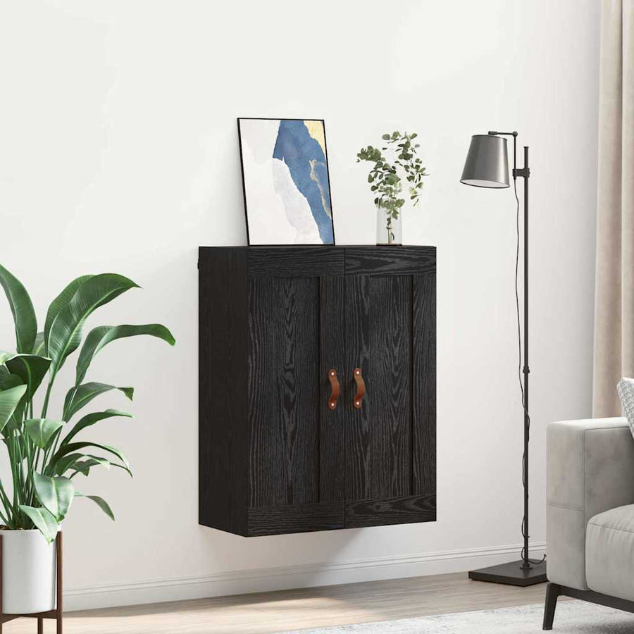 Wandkast Zwart Eiken 69,5 x 34 x 90 cm Bewerkt hout