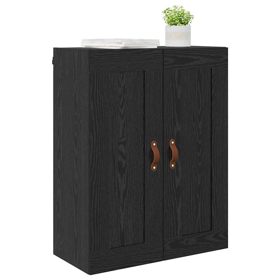 Wandkast Zwart Eiken 69,5 x 34 x 90 cm Bewerkt hout