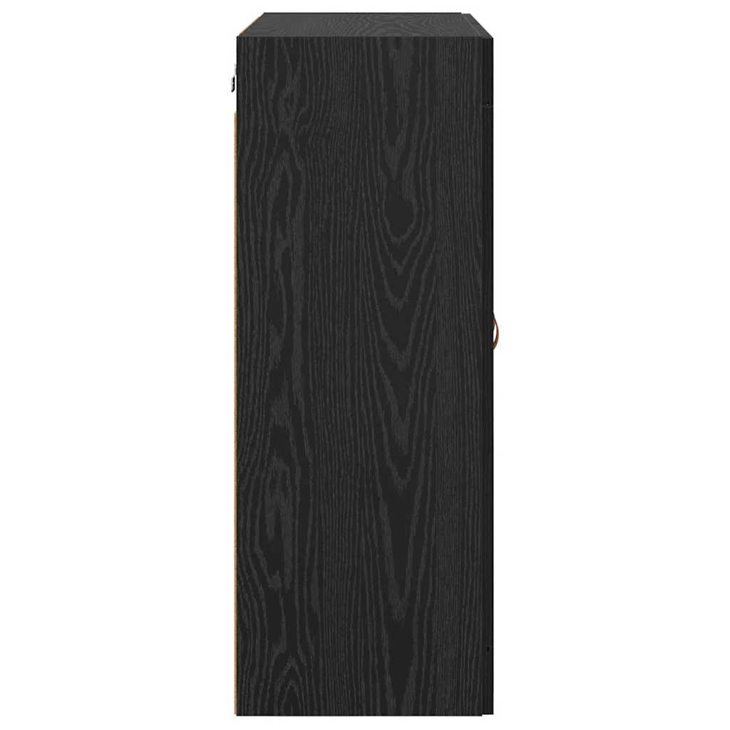 Wandkast Zwart Eiken 69,5 x 34 x 90 cm Bewerkt hout