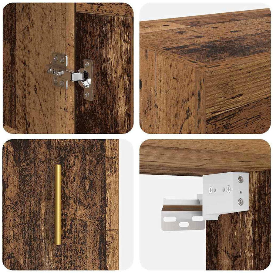 Wandkast Oud Hout 69,5 x 34 x 90 cm Bewerkt hout
