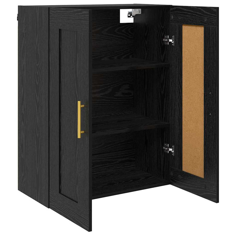 Wandkast Zwart Eiken 69,5 x 34 x 90 cm Bewerkt hout