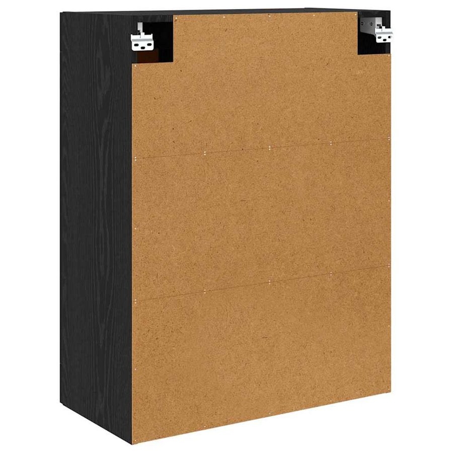 Wandkast Zwart Eiken 69,5 x 34 x 90 cm Bewerkt hout