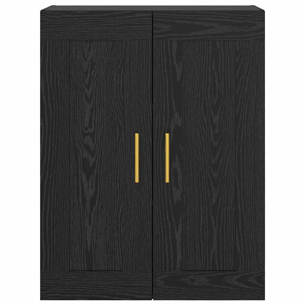 Wandkast Zwart Eiken 69,5 x 34 x 90 cm Bewerkt hout