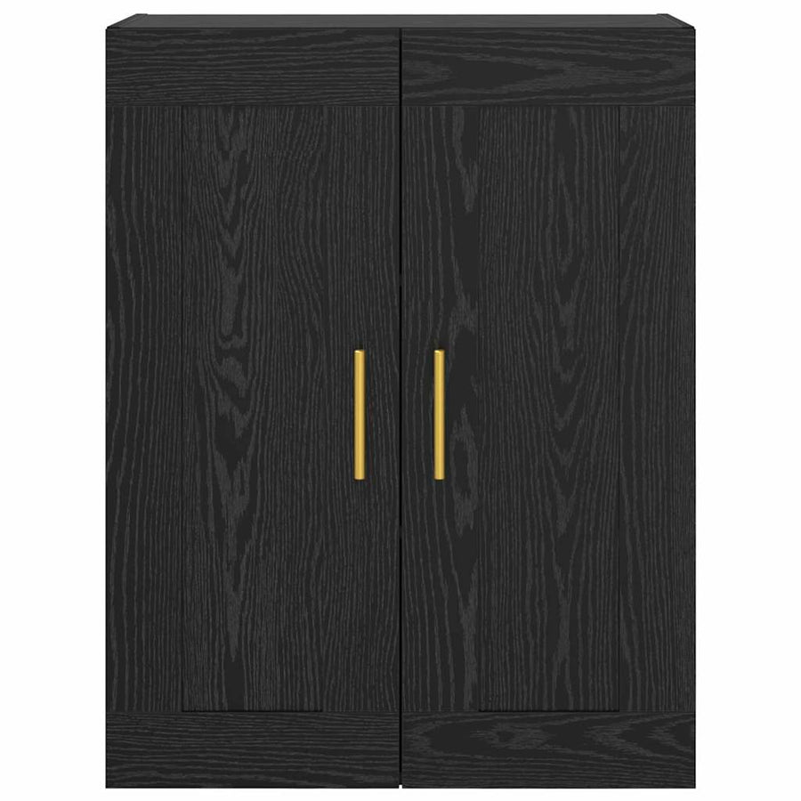 Wandkast Zwart Eiken 69,5 x 34 x 90 cm Bewerkt hout