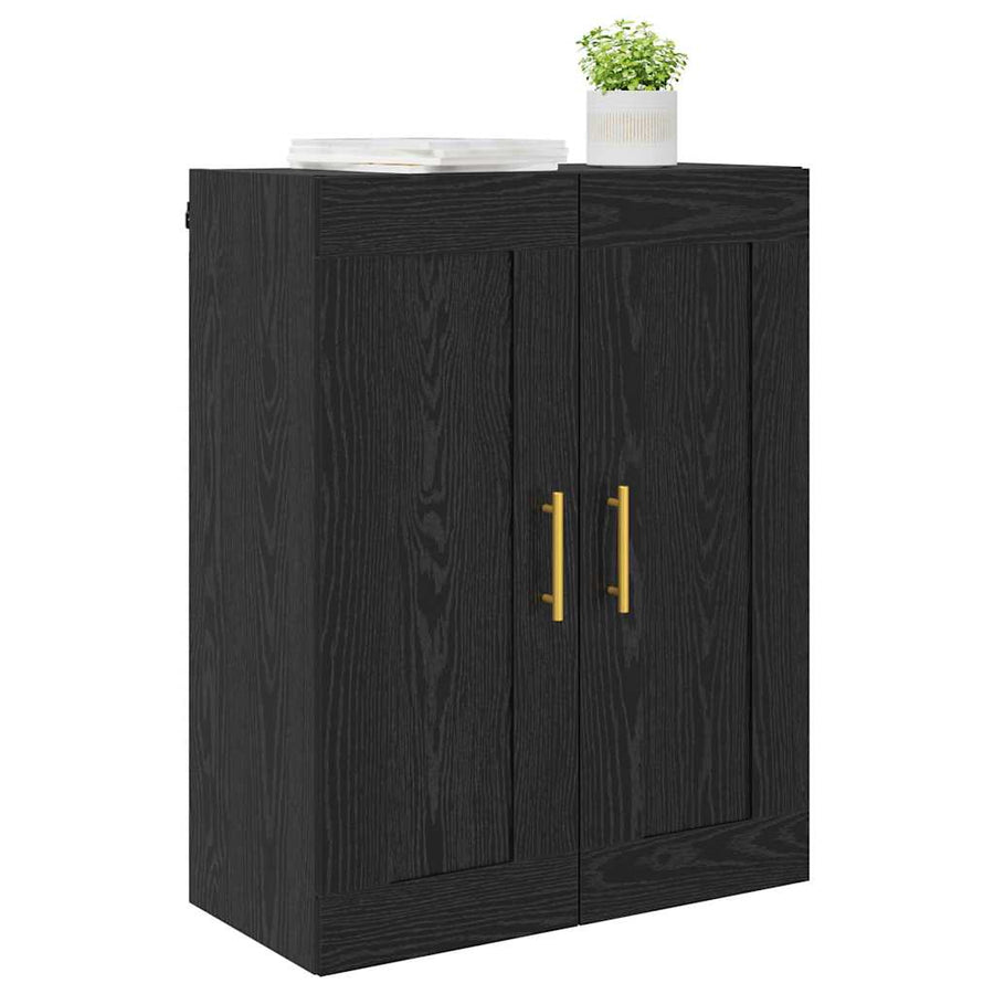 Wandkast Zwart Eiken 69,5 x 34 x 90 cm Bewerkt hout